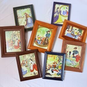 Vintage 1989 Snow White & The Seven Dwarfs Storybook Fairytale Nursery Wall Art